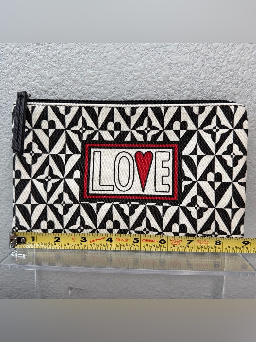 Brighton Canvas Zipper Pouch Makeup Cosmetic Travel Bag LOVE Black Red NWOT - Picture 4 of 5